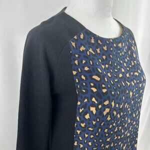 Zara Urban Chic Leopard Print Long Sleeve Mixed Fabric Top – Woman's medium